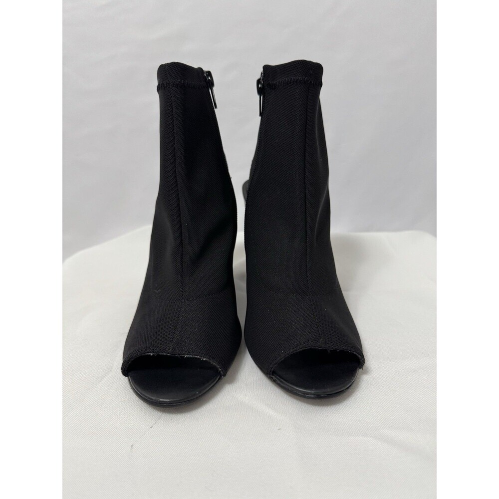 Steve Madden Women Black Stretch Open Toe Ankle Bottie Block Heels US 7.5 - Picture 6 of 9